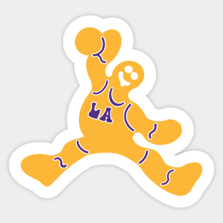 Jumping LA Lakers Gingerbread Man Sticker